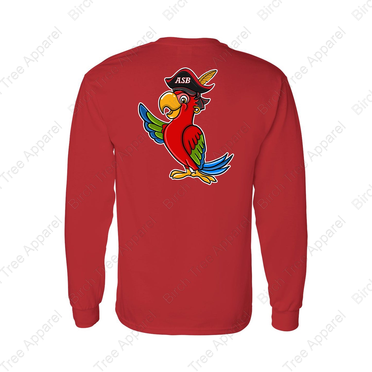 Long Sleeve Shirt - St. Barts Pirates w. Parrot On Back (Youth & Adult)