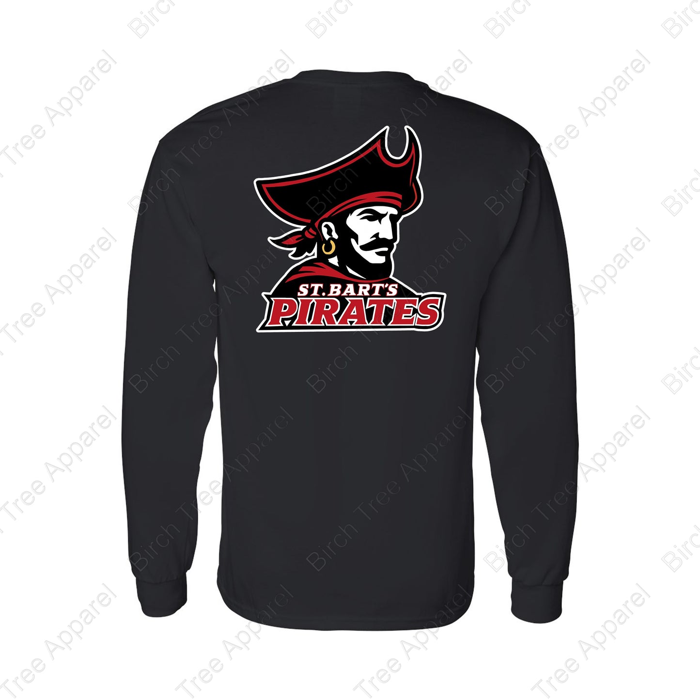Long Sleeve Shirt - St. Barts Pirates w. Pirate On Back (Youth & Adult)