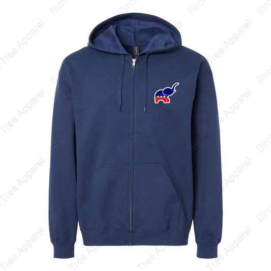 Hoodie Zip Up - GOP Elephant w. Strongsville GOP on Back