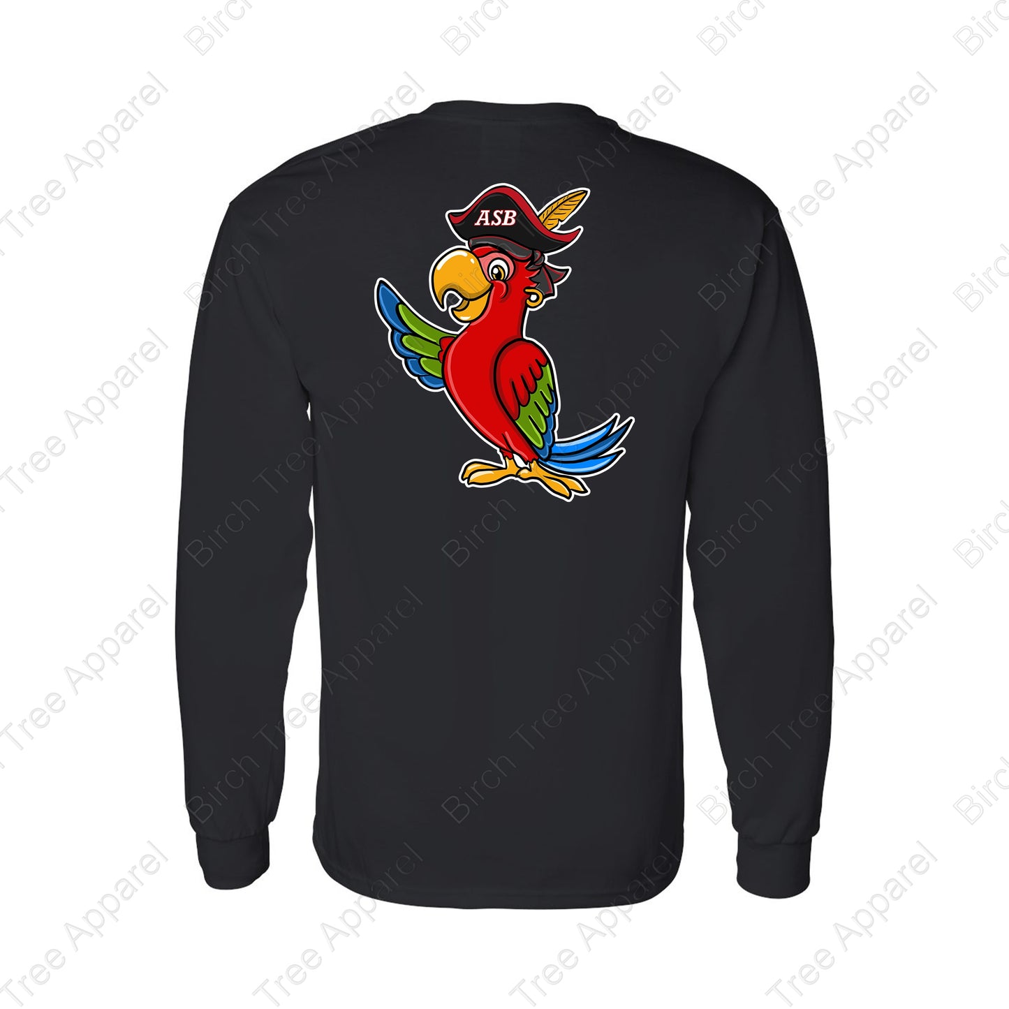 Long Sleeve Shirt - St. Barts Pirates w. Parrot On Back (Youth & Adult)