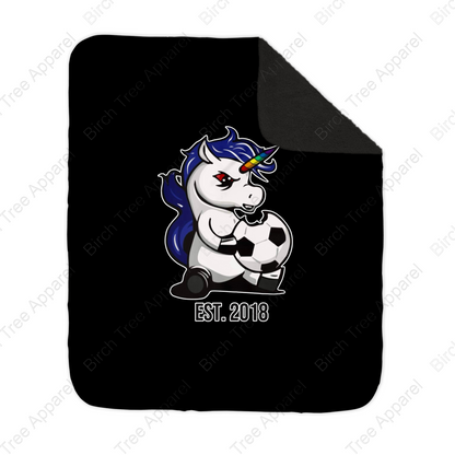 Unicorn Power Est. 2018 Black Sherpa Blanket