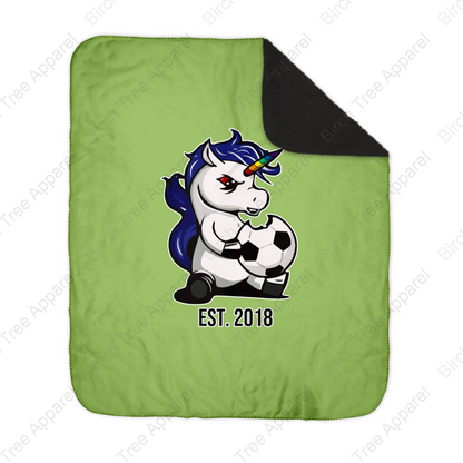 Unicorn Power Est. 2018 Black Sherpa Blanket