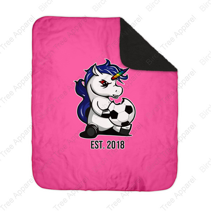 Unicorn Power Est. 2018 Black Sherpa Blanket