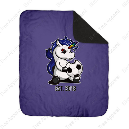 Unicorn Power Est. 2018 Black Sherpa Blanket
