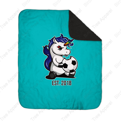 Unicorn Power Est. 2018 Black Sherpa Blanket