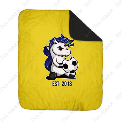 Unicorn Power Est. 2018 Black Sherpa Blanket