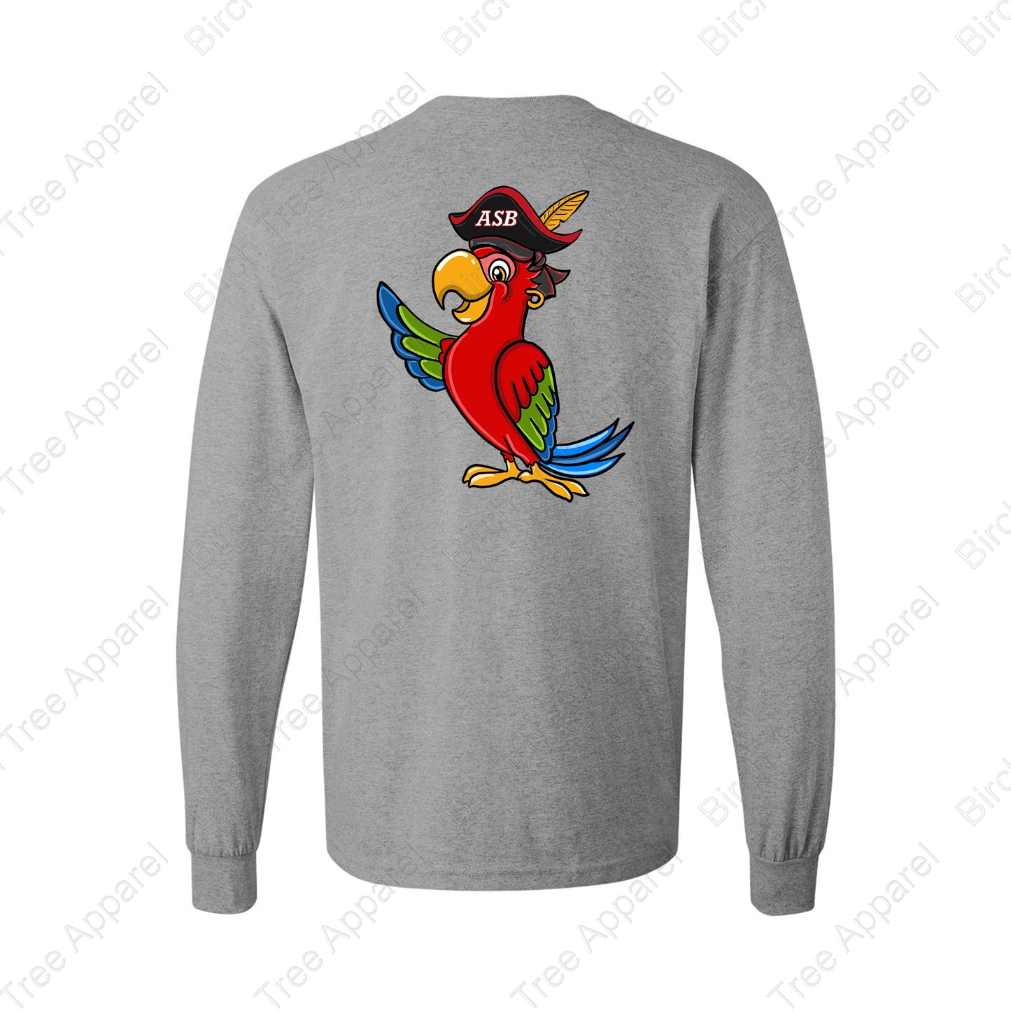 Long Sleeve Shirt - St. Barts Pirates w. Parrot On Back (Youth & Adult)