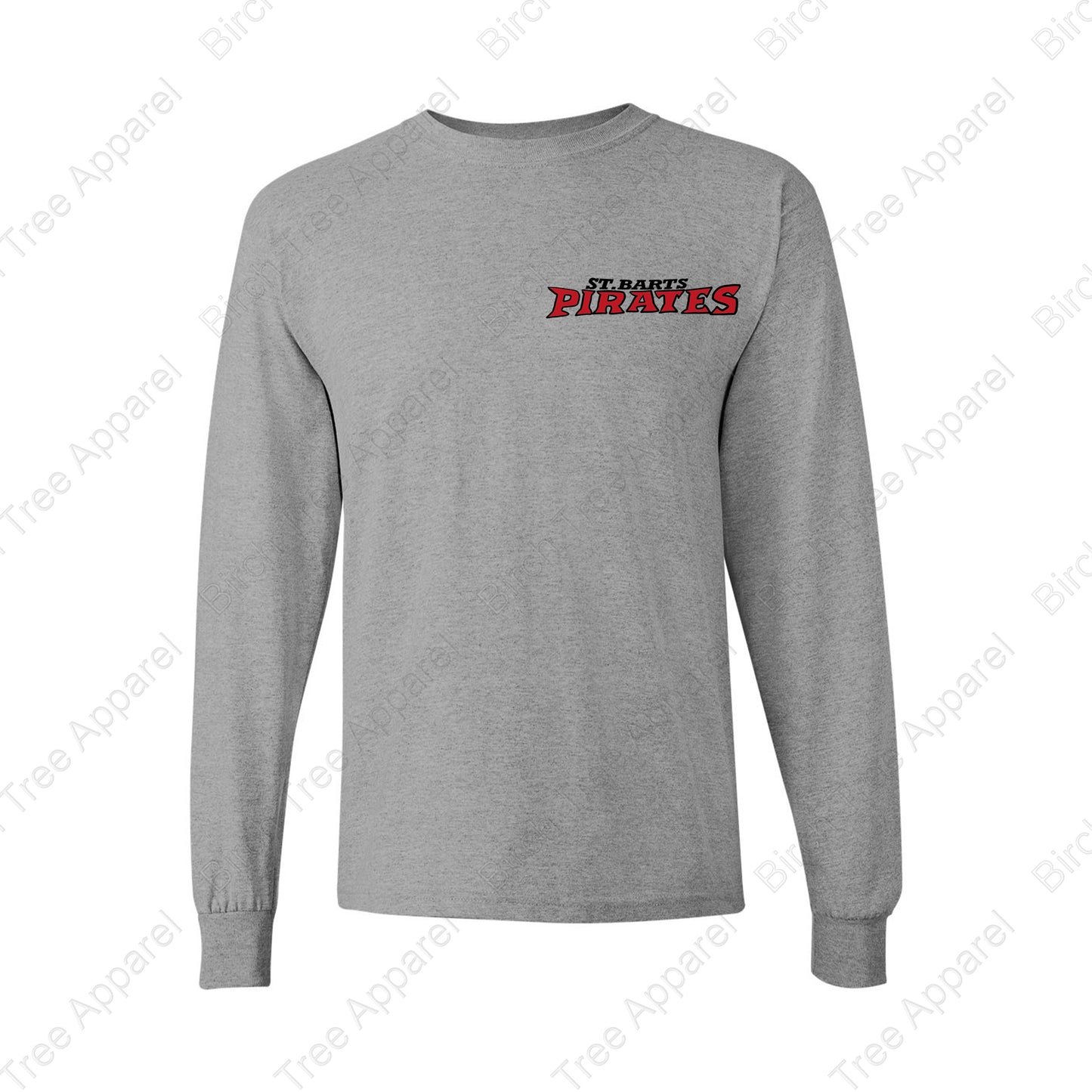 Long Sleeve Shirt - St. Barts Pirates w. Parrot On Back (Youth & Adult)