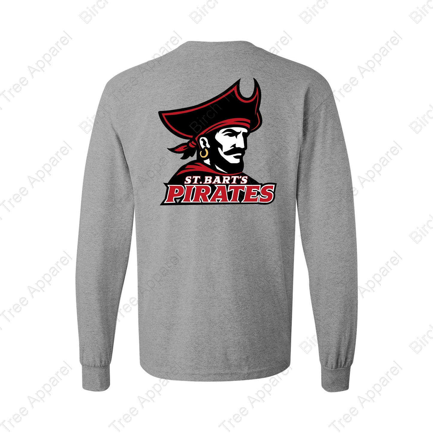 Long Sleeve Shirt - St. Barts Pirates w. Pirate On Back (Youth & Adult)