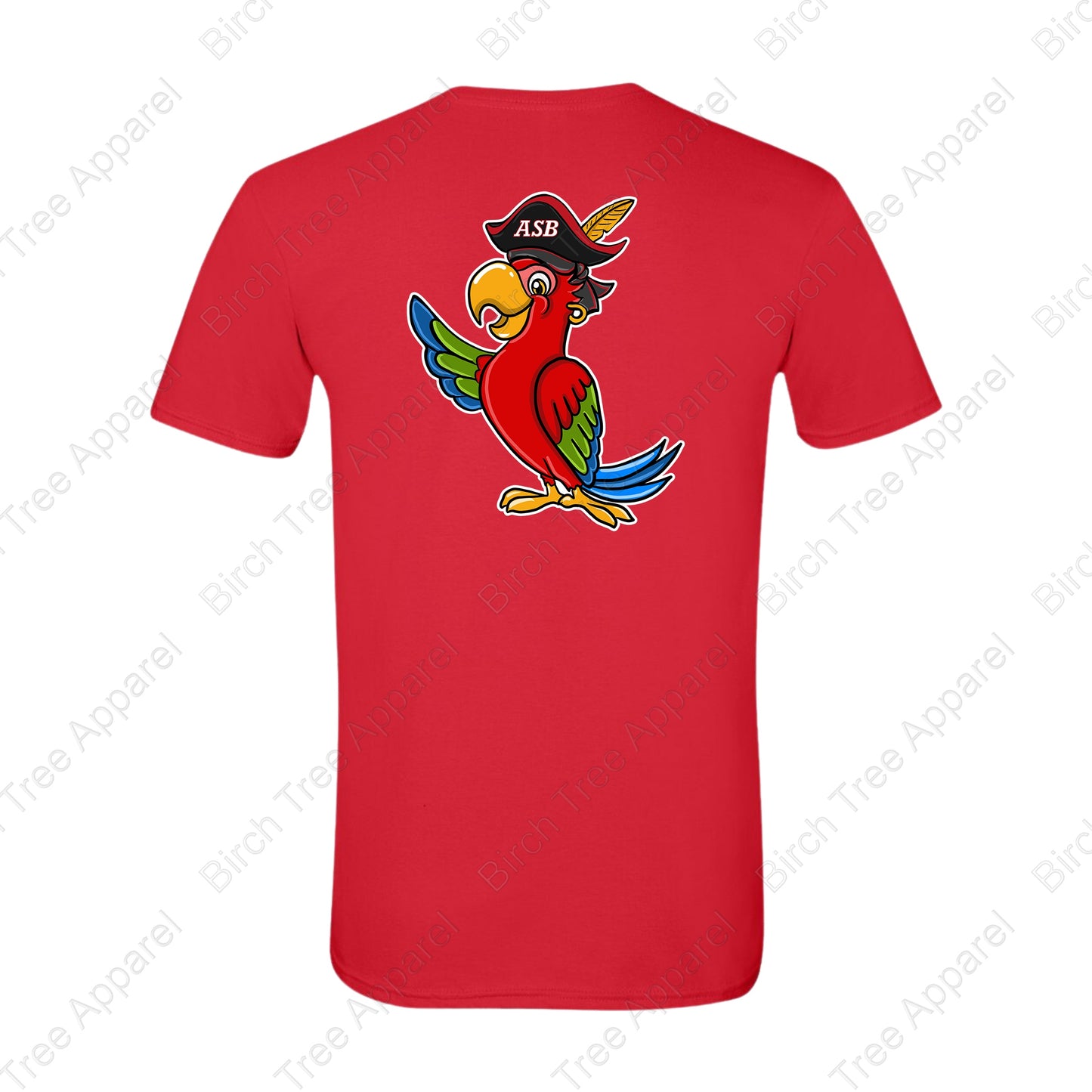 T-Shirt - St. Barts Pirates w. Parrot On Back (Youth & Adult)