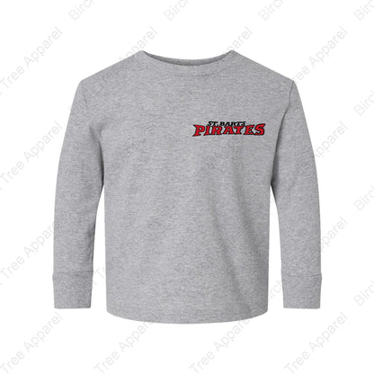 Long Sleeve Shirt - St. Barts Pirates w. Pirate On Back (Littles)