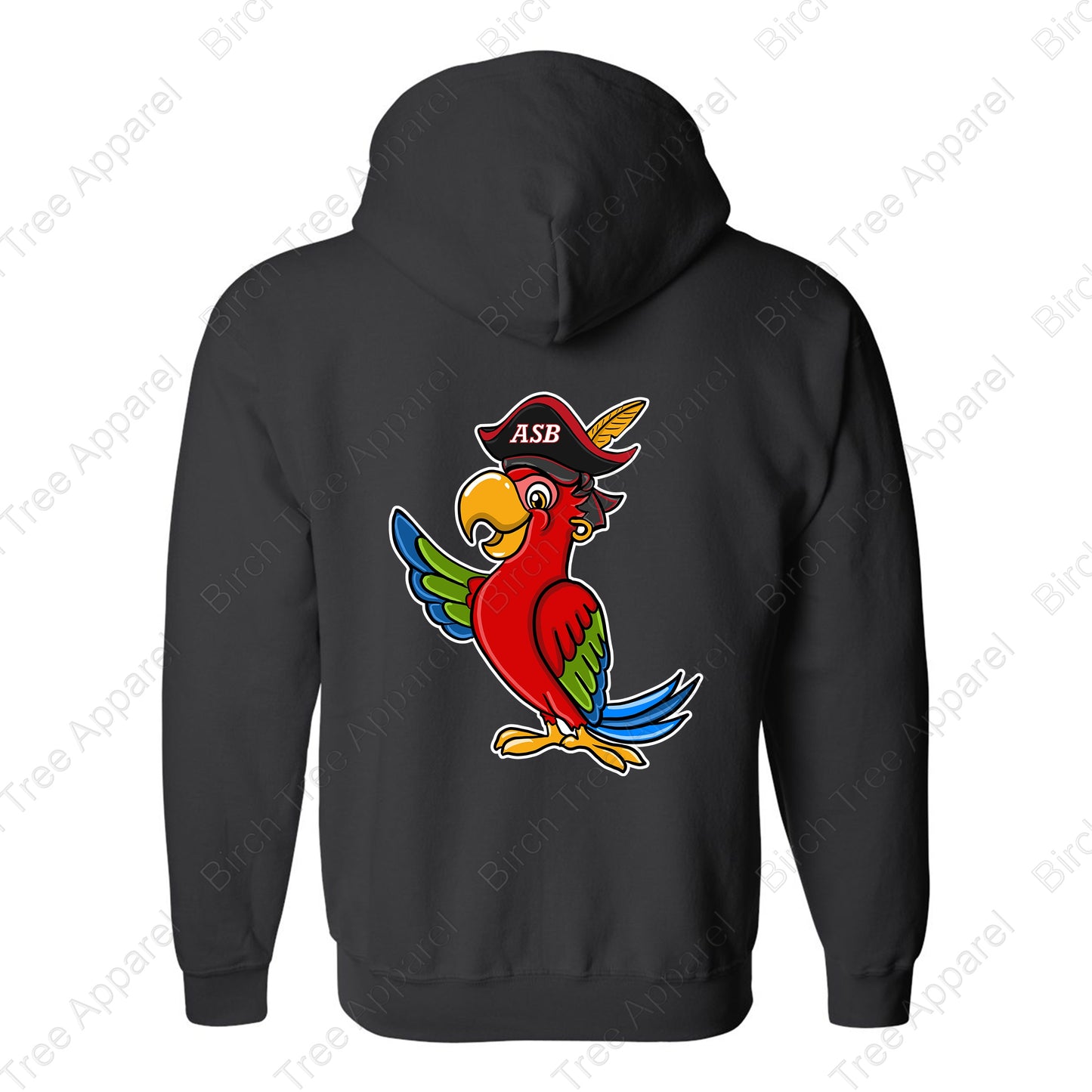 Hoodie Zip Up - St. Barts Pirates w. Parrot On Back (Youth & Adult)