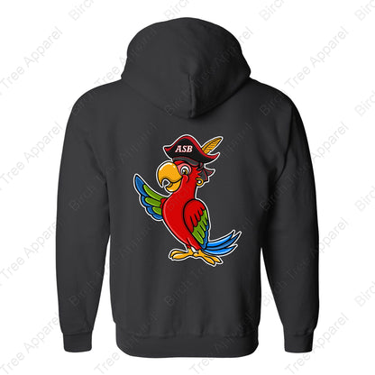 Hoodie Zip Up - St. Barts Pirates w. Parrot On Back (Youth & Adult)