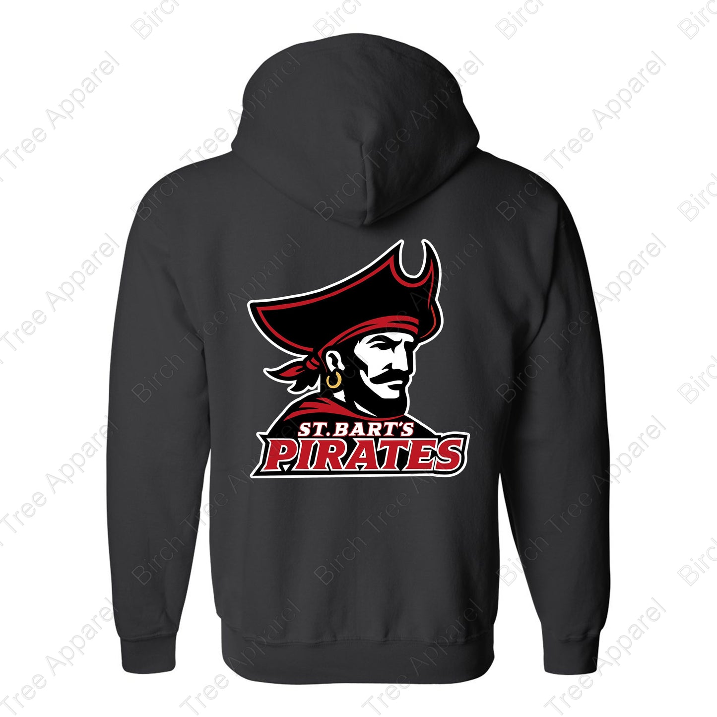 Hoodie Zip Up - St. Barts Pirates w. Pirate On Back (Youth & Adult)