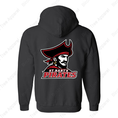 Hoodie Zip Up - St. Barts Pirates w. Pirate On Back (Youth & Adult)