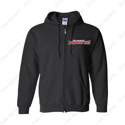 Hoodie Zip Up - St. Barts Pirates w. Parrot On Back (Youth & Adult)