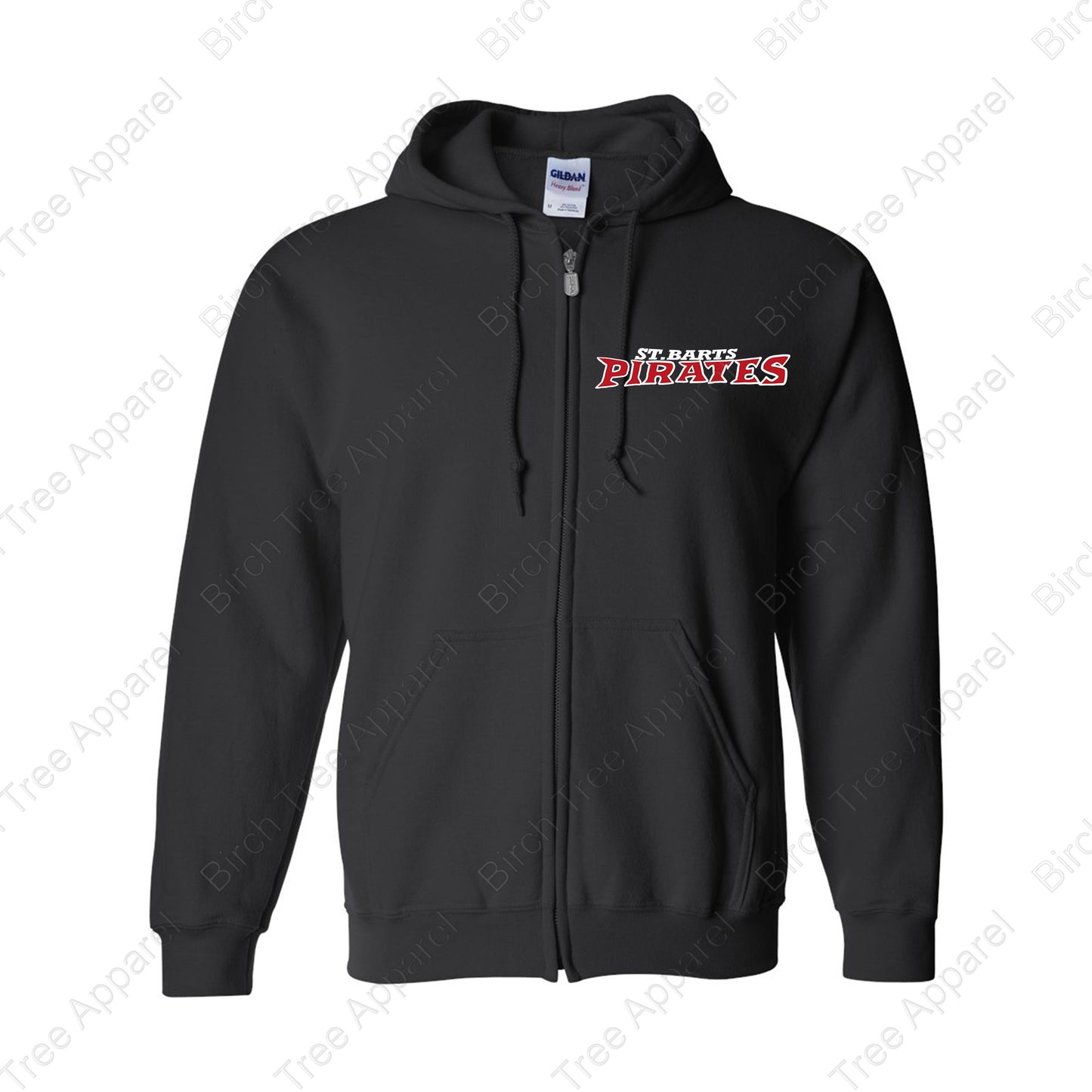 Hoodie Zip Up - St. Barts Pirates w. Pirate On Back (Youth & Adult)