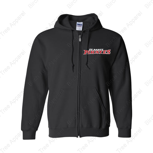 Hoodie Zip Up - St. Barts Pirates w. Pirate On Back (Youth & Adult)