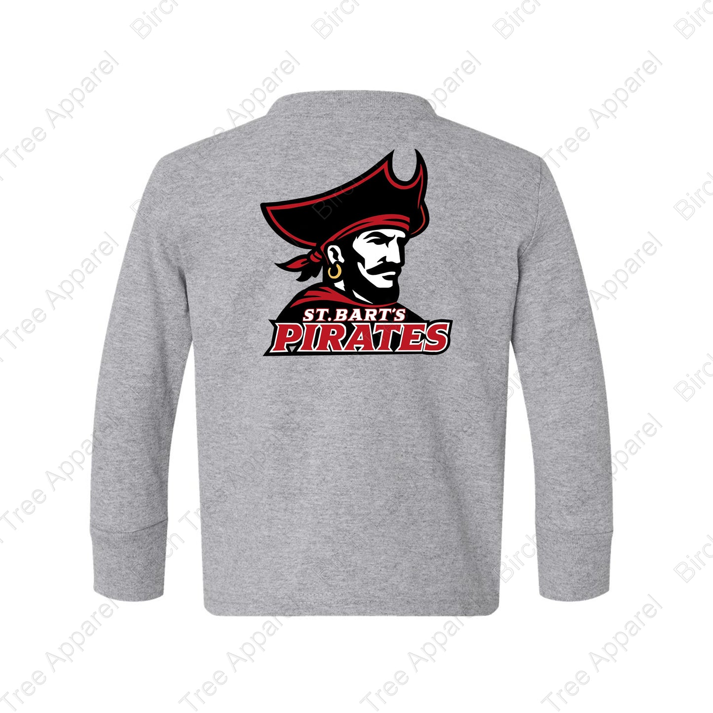 Long Sleeve Shirt - St. Barts Pirates w. Pirate On Back (Littles)