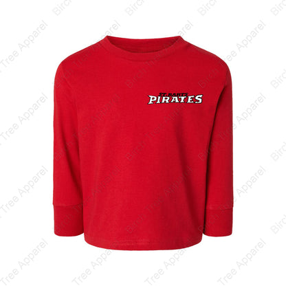 Long Sleeve Shirt - St. Barts Pirates w. Pirate On Back (Littles)