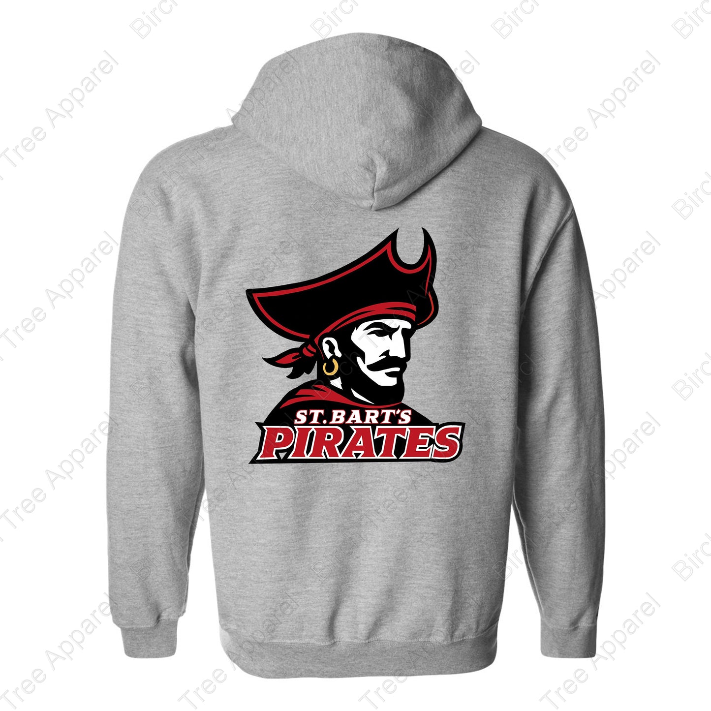 Hoodie Zip Up - St. Barts Pirates w. Pirate On Back (Youth & Adult)