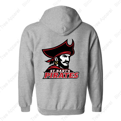Hoodie Zip Up - St. Barts Pirates w. Pirate On Back (Youth & Adult)
