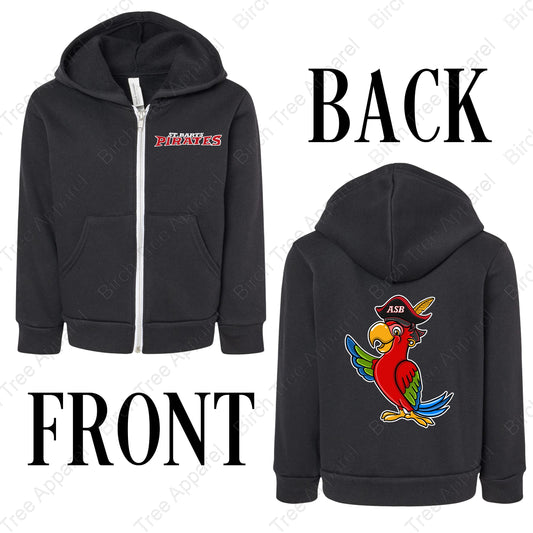 Hoodie Zip Up - St. Barts Pirates w. Pirate OR Parrot On Back (Littles)