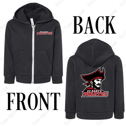 Hoodie Zip Up - St. Barts Pirates w. Pirate OR Parrot On Back (Littles)