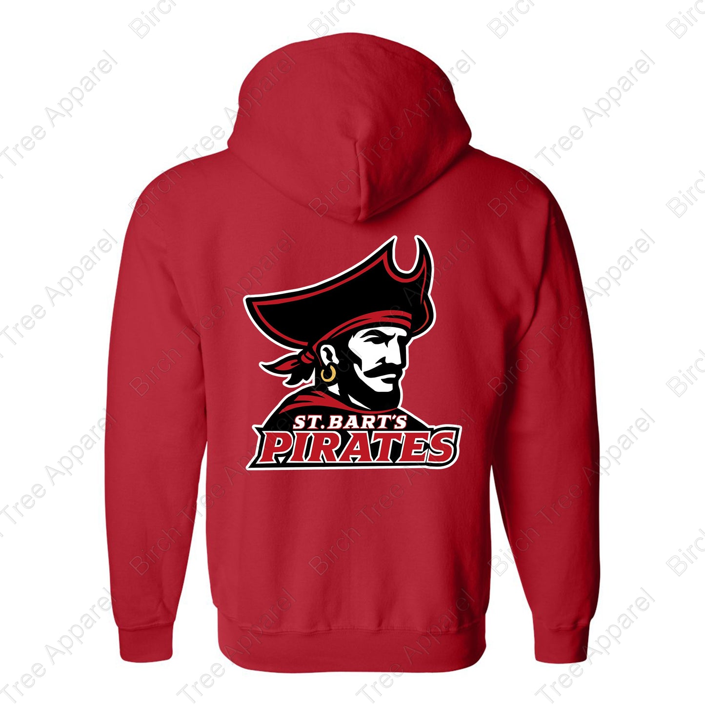 Hoodie Zip Up - St. Barts Pirates w. Pirate On Back (Youth & Adult)