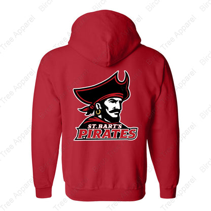 Hoodie Zip Up - St. Barts Pirates w. Pirate On Back (Youth & Adult)