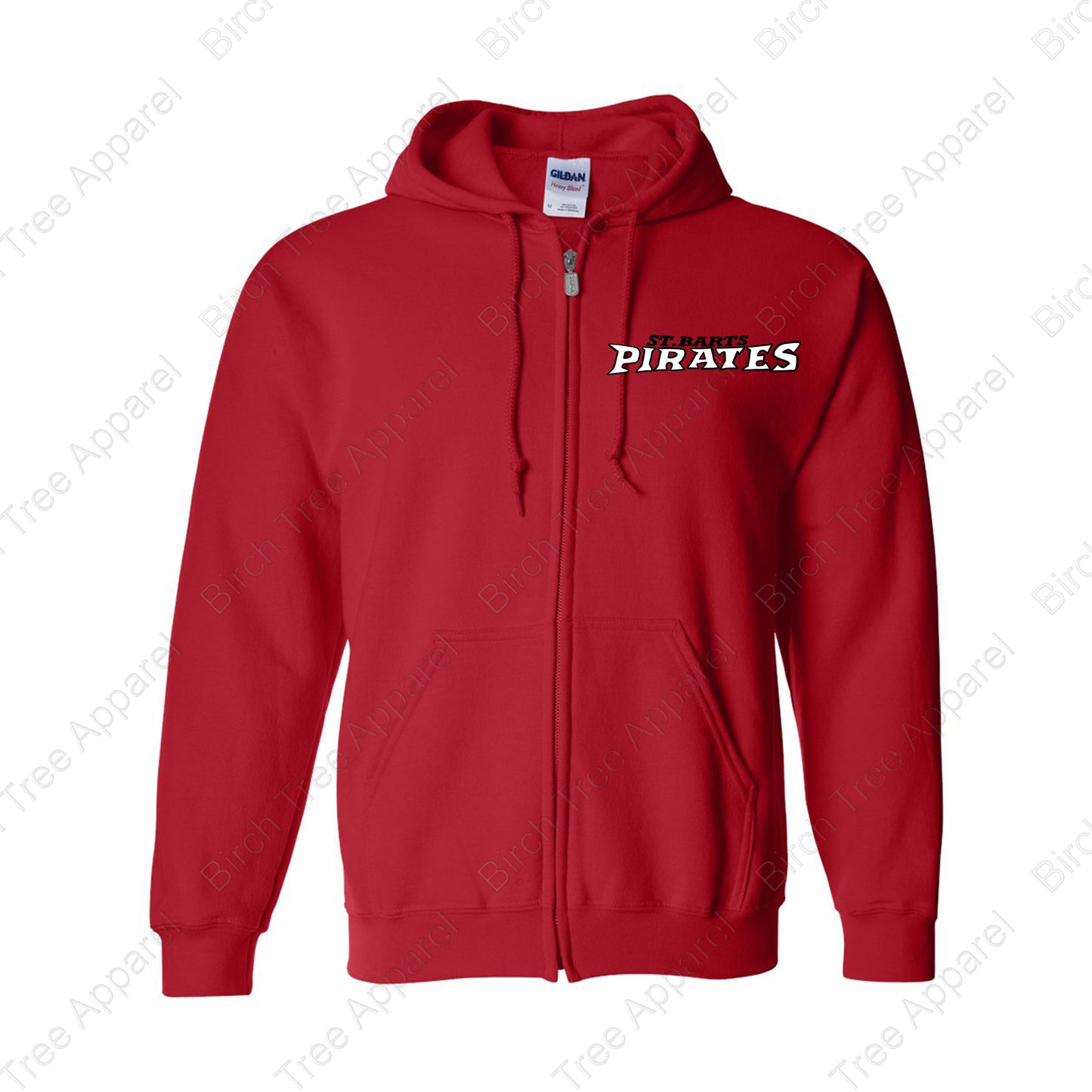 Hoodie Zip Up - St. Barts Pirates w. Pirate On Back (Youth & Adult)